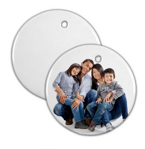 Sublimated Ceramic Ornament - 3" Circle, Star or Heart